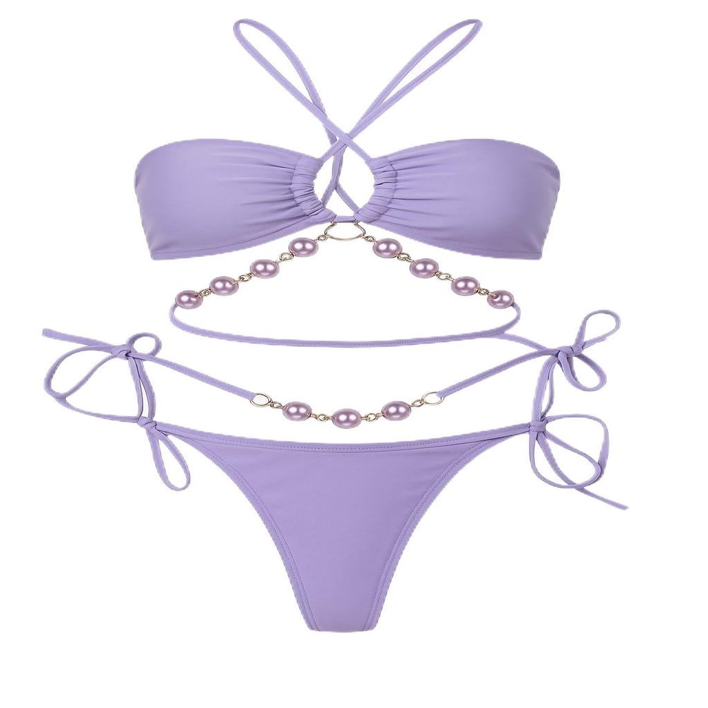 Women's Sexy Swimwear Sports Wear, Swim Trunk/Beach Swimming Wear- 2 Piece (US, Alpha, Large, Regular, Regular, Purple)