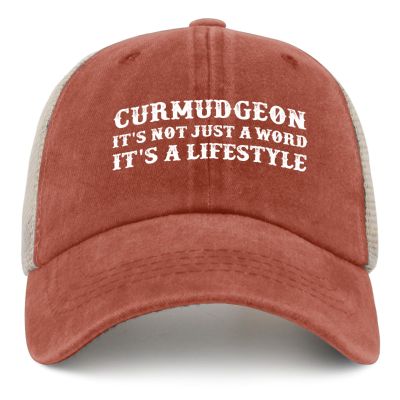 BEIXBE Curmudgeon Its Not Just A Word Its A Lifestyle Hat Trucker Hat Men Funny Mesh Hat for Fall Orange