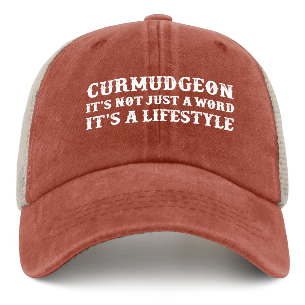 BEIXBE Curmudgeon Its Not Just A Word Its A Lifestyle Hat Trucker Hat Men Funny Mesh Hat for Fall Orange
