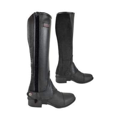 AK New Unisex Equestrian Flexi Crystal Horse Riding Half Chaps AKRS-1976 (Black/Pink, XL)