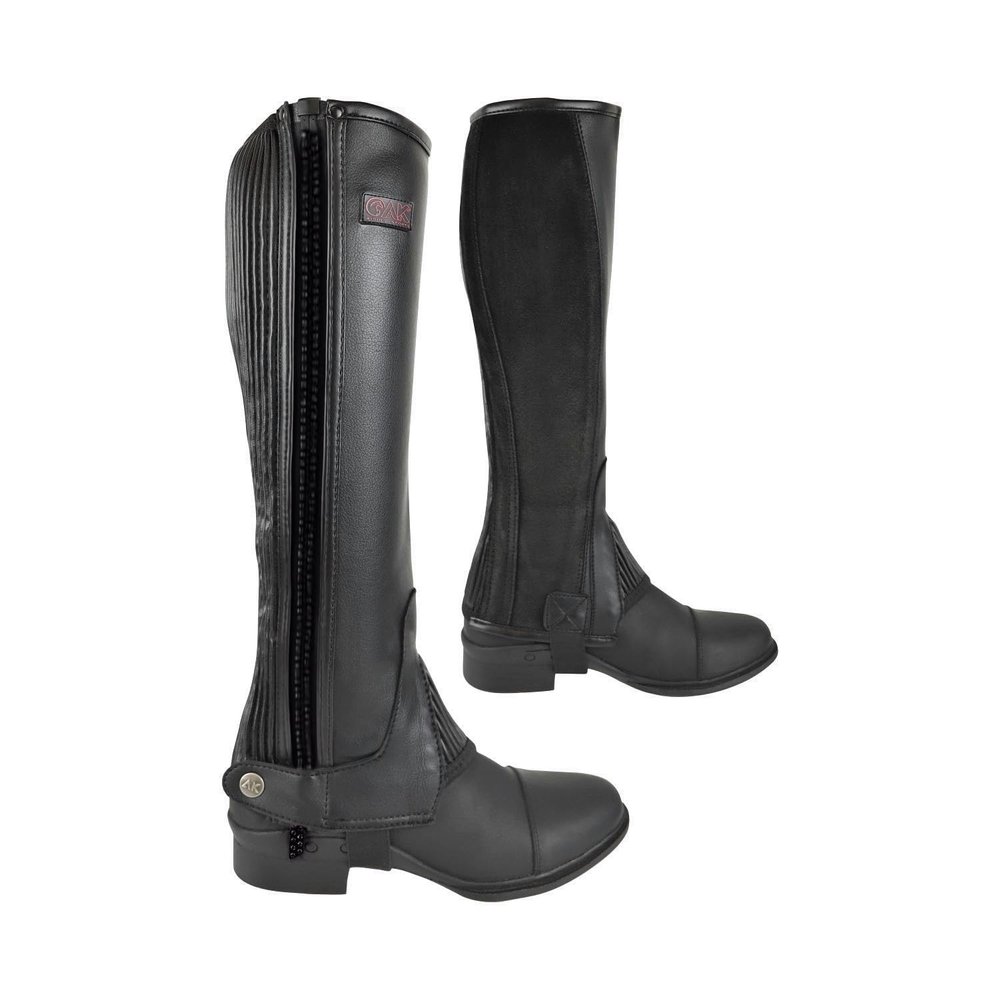 AK New Unisex Equestrian Flexi Crystal Horse Riding Half Chaps AKRS-1976 (Black/Pink, XL)