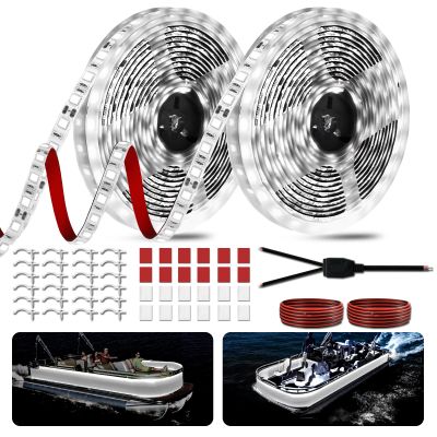 JUIOHAKY 40FT Boat LED Strip Lights 12V Waterproof, Marine LED Strip Lights for Pontoon, Ideal as Under Gunnel Lights, Deck Light, Boat Interior Light for Kayak, Jon Boats and Fishing Boats (White)