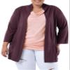 Wright's Women's Plus Size 3/4" Sleeve Draped Open Front Jersey Pocket Cardigan, Burgundy, 3X view 1