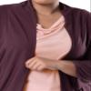 Wright's Women's Plus Size 3/4" Sleeve Draped Open Front Jersey Pocket Cardigan, Burgundy, 3X view 4