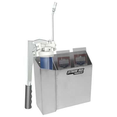 Extreme Max 5001.6368 Grease Gun Holder with Spare Cartridge Slot Wall-Mount Aluminum Rack for Garage, Shop, Race & Enclosed Trailers, Toy Haulers Silver
