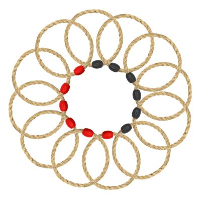 12 Pack Sisal Rope Ring Toss Game Replacement Parts for Adults and Kids, Outdoor Toss Rings for Agility Practice and Speed Game and Yard Games and Lawn Games for Party (Red and Black)