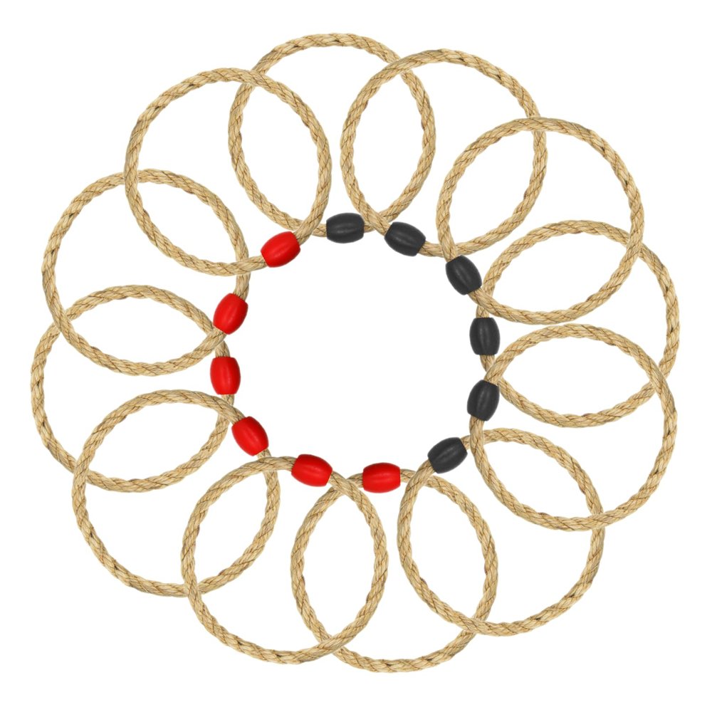 12 Pack Sisal Rope Ring Toss Game Replacement Parts for Adults and Kids, Outdoor Toss Rings for Agility Practice and Speed Game and Yard Games and Lawn Games for Party (Red and Black)