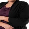 Wright's Women's Plus Size 3/4" Sleeve Draped Open Front Jersey Pocket Cardigan, Black, 4X view 4