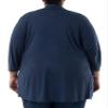 Wright's Women's Plus Size 3/4" Sleeve Draped Open Front Jersey Pocket Cardigan, Navy, 3X view 2