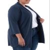 Wright's Women's Plus Size 3/4" Sleeve Draped Open Front Jersey Pocket Cardigan, Navy, 3X view 3
