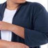 Wright's Women's Plus Size 3/4" Sleeve Draped Open Front Jersey Pocket Cardigan, Navy, 3X view 4