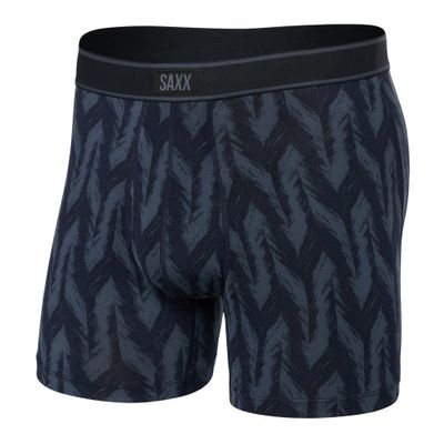 SAXX Underwear Co. Men's Underwear with Pouch Daytripper Boxer Brief Fly, Ikat Chevron-Deep Navy, Small