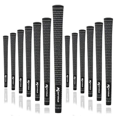 Karma Velour Golf Grip Set for Regripping Golf Clubs, 13 Black/White Standard Size Rubber Velvet Style Ribbed Reminder Replacement Golf Grips for Men