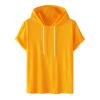 NineFit Basics Mens Short Sleeve Hoodie Plus Size Sweatshirts Casual Solid Drawstring Pullover Fashion Sports Workout Hoodie T-Shirt Yellow, XX-Large view 1