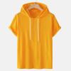 NineFit Basics Mens Short Sleeve Hoodie Plus Size Sweatshirts Casual Solid Drawstring Pullover Fashion Sports Workout Hoodie T-Shirt Yellow, XX-Large view 2
