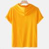 NineFit Basics Mens Short Sleeve Hoodie Plus Size Sweatshirts Casual Solid Drawstring Pullover Fashion Sports Workout Hoodie T-Shirt Yellow, XX-Large view 3