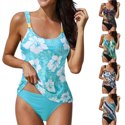 high Waisted Tummy Control Swimsuit Tankini Swimsuits for Women 2024 Summer Trendy One Piece Boho Floral Swimsuit Sexy Tummy Control Bathing Suits one Piece Swimsuit with Cover up Light Blue XL