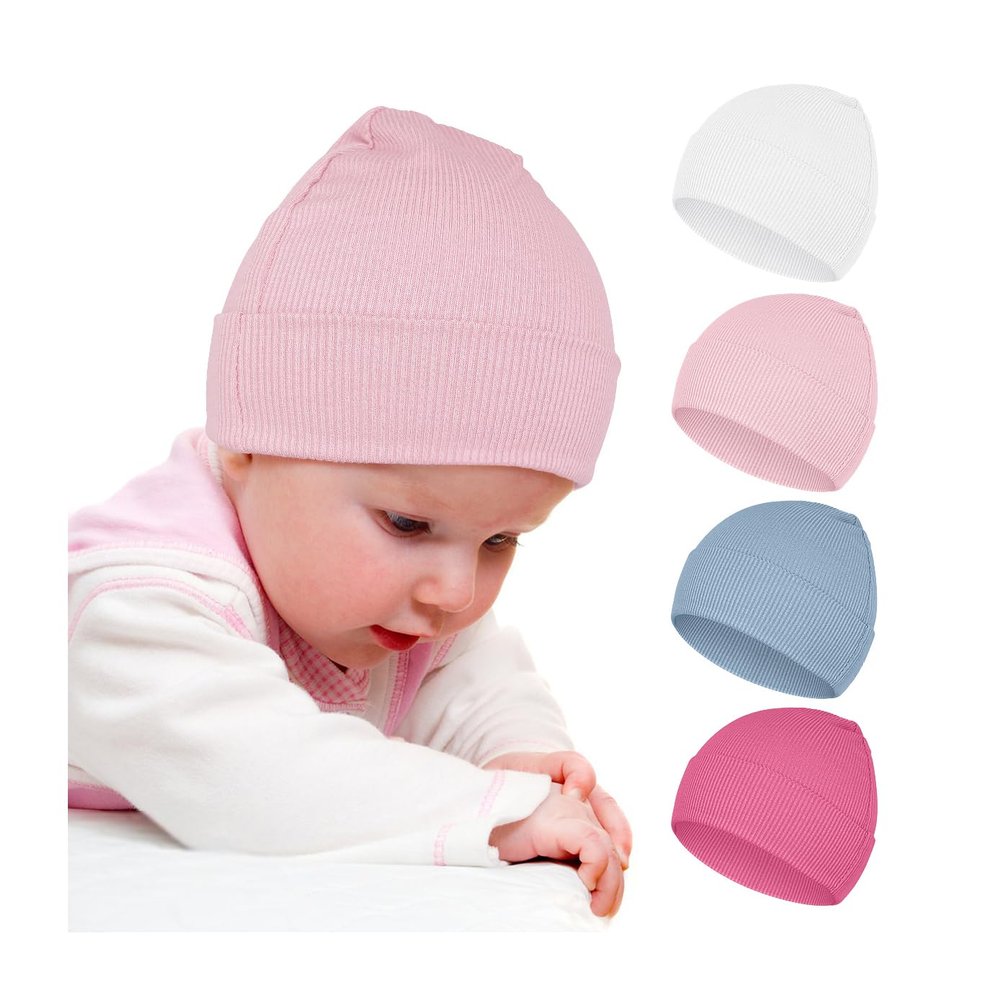 ZURLEFY Hot Pink Toddler Hats for Baby Girls, Baby Boy Beanie Hat 0-6 Months for Newborn, Infant Cap(63-03M)