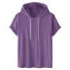 NineFit Basics Men's Shirts Short Sleeve Hoodie Workout Gym Sweatshirt Muscle Fit Fashion Athletic Pullover Casual Loose T-Shirts Purple, 4X-Large