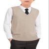 Boys Sweater Vest Kids Solid School Uniform Sleeveless Knit Sweaters Tops 5-14 Years Khaki view 1