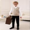 Boys Sweater Vest Kids Solid School Uniform Sleeveless Knit Sweaters Tops 5-14 Years Khaki view 4