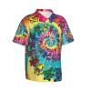 JIPOFD Dancing Thanksgiving Bear Men's Hawaiian Shirt Short Sleeves Button Down Summer Beach Casual Shirts Black view 2