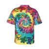 JIPOFD Dancing Thanksgiving Bear Men's Hawaiian Shirt Short Sleeves Button Down Summer Beach Casual Shirts Black view 3