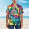 JIPOFD Dancing Thanksgiving Bear Men's Hawaiian Shirt Short Sleeves Button Down Summer Beach Casual Shirts Black view 4