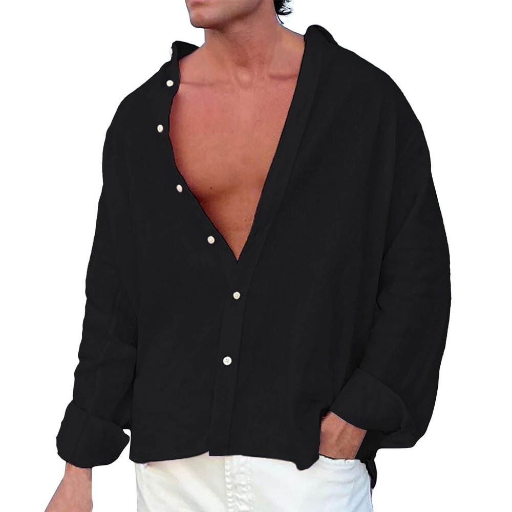 Untuckit Shirts for Men Hawaii Shirt Linen Shirts Funny Cruise Shirts Men's Cotton Shirts Button Down Shirt Linen Mens Shirts Black
