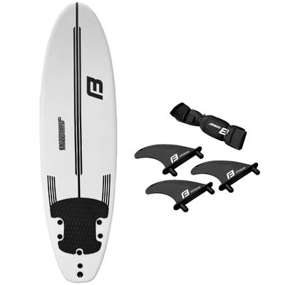 7 FLOWBOARD Surfboard Softboard Foam - Include (3) Fins 6 Foot Leash and (2) Wood Stringers Inside Board - Kids and Adults Beginner Intermediate 6 Foot and Comes with High Performance Traction Pad