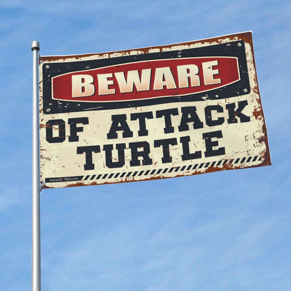 College Room Flags Beware Of Attack Turtle Flag Porch Decorations Outdoor Fall Flag Garden(120X180CM)