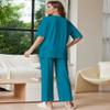 Ekouaer Lounge Sets for Women Short Sleeve Tops and Long Pants Soft Comfy Pajamas Set 2 Piece Outfits,Blue Green,S view 2
