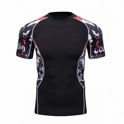 F.Q Yuqee Men's Lightweight Short Sleeve Cool Dry Rashguards Compression Sports Workout T-Shirt Black 26 S