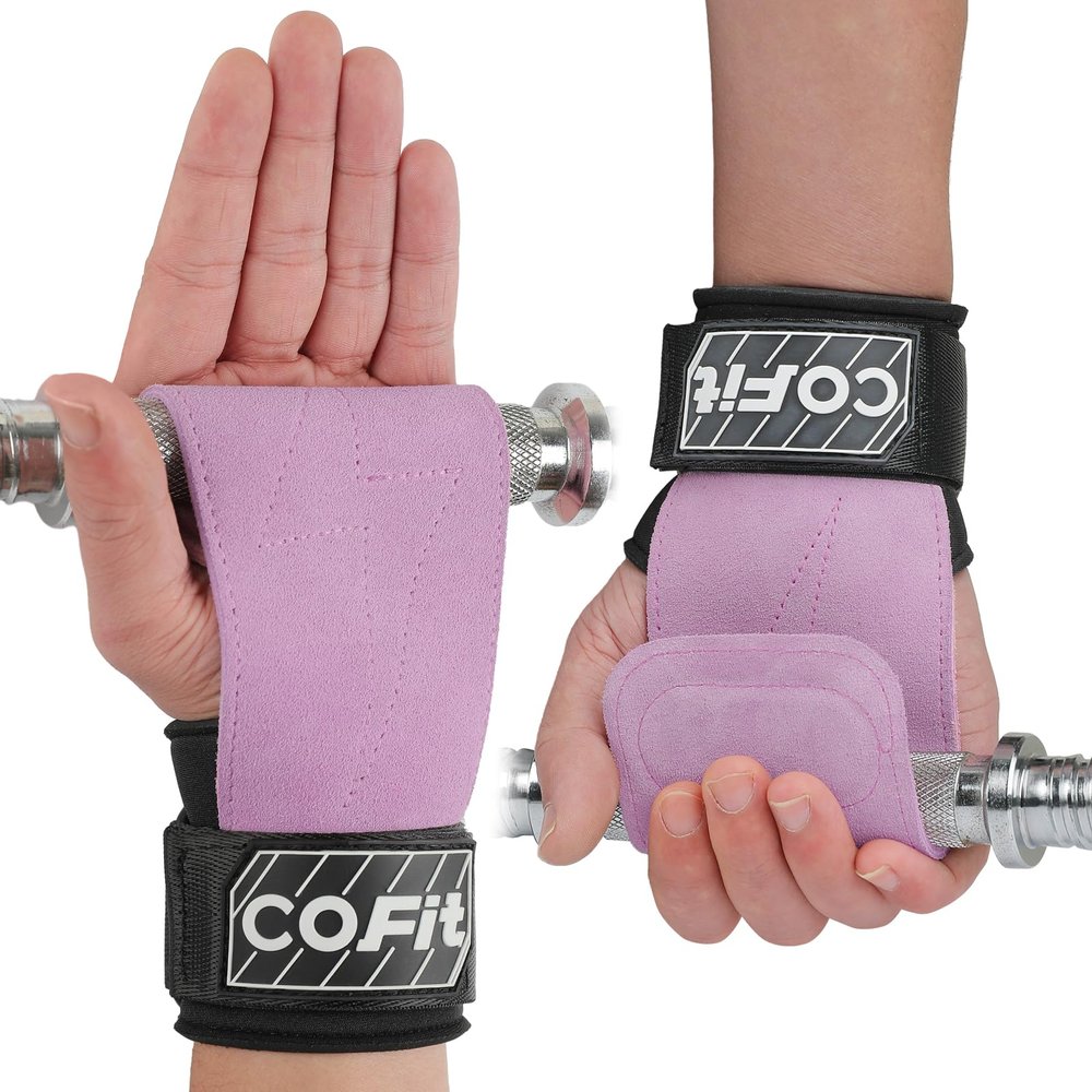 COFIT Wrist Straps for Weightlifting, Workout Wrist Wraps with Dual-Layer Oxford Leather, Enhanced Grip for Optimal Hand and Wrist Protection for Deadlift and Dumbbel - Standard size Purple