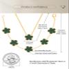 Qinpan Four Leaf Clover Necklace and Bracelet Set for Women Lucky Flower 14K Gold Jewelry (Green Stripe-14K Gold) view 3