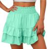 Clearance Items for Women,Shorts for Women, Bermuda Shorts for Women 2049 Summer High Waisted Ruffle Shorts Floral Pleated Hem Casual Pants,Clearance, L,Mint Green view 1