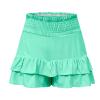 Clearance Items for Women,Shorts for Women, Bermuda Shorts for Women 2049 Summer High Waisted Ruffle Shorts Floral Pleated Hem Casual Pants,Clearance, L,Mint Green view 4