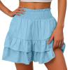 Daily Clearance,Shorts for Women, Bermuda Shorts for Women 2068 Summer High Waisted Ruffle Shorts Floral Pleated Hem Casual Pants,Clearance,XL,Bu1 view 1