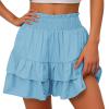 Daily Clearance,Shorts for Women, Bermuda Shorts for Women 2068 Summer High Waisted Ruffle Shorts Floral Pleated Hem Casual Pants,Clearance,XL,Bu1 view 2