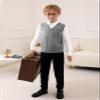 Boys Sweater Vest Kids Solid School Uniform Sleeveless Knit Sweaters Tops 5-14 Years Grey view 4