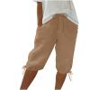 Women Linen Shorts Summer Knee Length Pants Elastic Waist Bermuda Shorts Beach Capris Sweat Lounge Shorts with Pockets Womens Plus Size Cotton Half Pant 2024 Outfits for Business Casual Work Vacation view 1