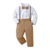 Boarnseorl Baby Boys Gentleman Outfits Pants Sets, Infant Long Sleeve Shirt + Pants + Bow Tie + Suspenders,5-6Y view 2