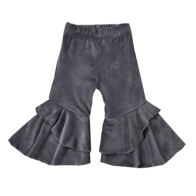 Toddler Baby Girl Fashion Bell Bottom Solid Stretchy Ruffle Leggings Infant Flare Pant Wide Leg (Grey, 6-12 Months)