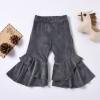 Toddler Baby Girl Fashion Bell Bottom Solid Stretchy Ruffle Leggings Infant Flare Pant Wide Leg (Grey, 6-12 Months) view 3
