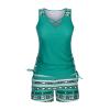 Generic tankini plus size swimsuit Swim Suits for Women 2024 Two Piece High Waisted Tummy Control Tankini Swimsuits Athletic Bathing Suits with Shorts bathing suit for women 2 piece bikini Green 2X view 2
