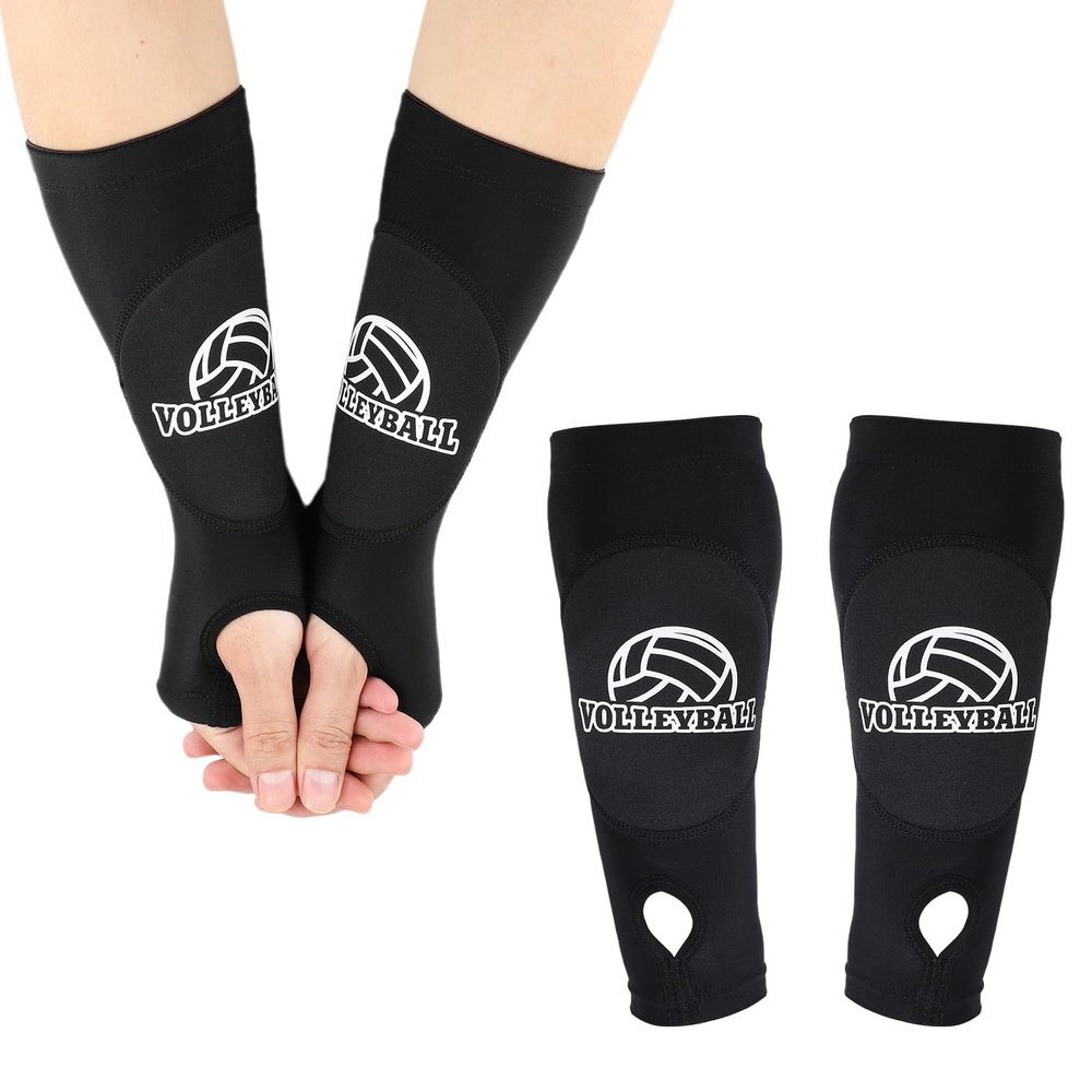 XIHIRCD Volleyball Arm Sleeves - Black Forearm Pads with Thumb Holes - Nylon Protective Sleeves for Women & Youth