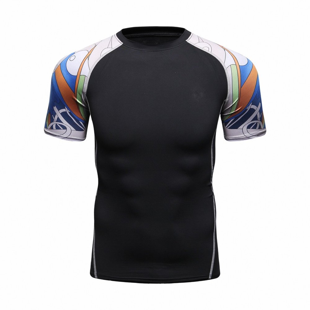 F.Q Yuqee Men's Lightweight Short Sleeve Cool Dry Rashguards Compression Sports Workout T-Shirt Black 50 S