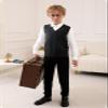 Boys Sweater Vest Kids Solid School Uniform Sleeveless Knit Sweaters Tops 5-14 Years Black view 4