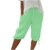 Women Linen Shorts Summer Knee Length Pants Elastic Waist Bermuda Shorts Beach Capris Sweat Lounge Shorts with Pockets Womens Plus Size Cotton Half Pant 2024 Outfits for Business Casual Work Vacation view 1