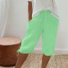 Women Linen Shorts Summer Knee Length Pants Elastic Waist Bermuda Shorts Beach Capris Sweat Lounge Shorts with Pockets Womens Plus Size Cotton Half Pant 2024 Outfits for Business Casual Work Vacation view 2